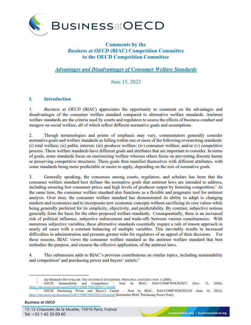 advantages and disavdaantages of consumer welfare standards