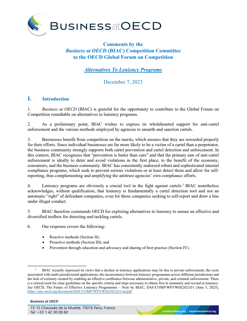 alternatives to leniency programs