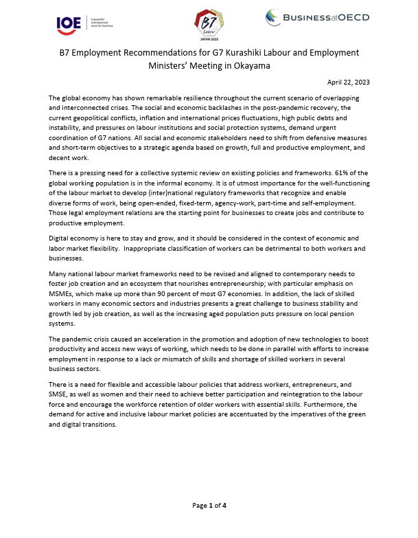 B7 recommendations for G7