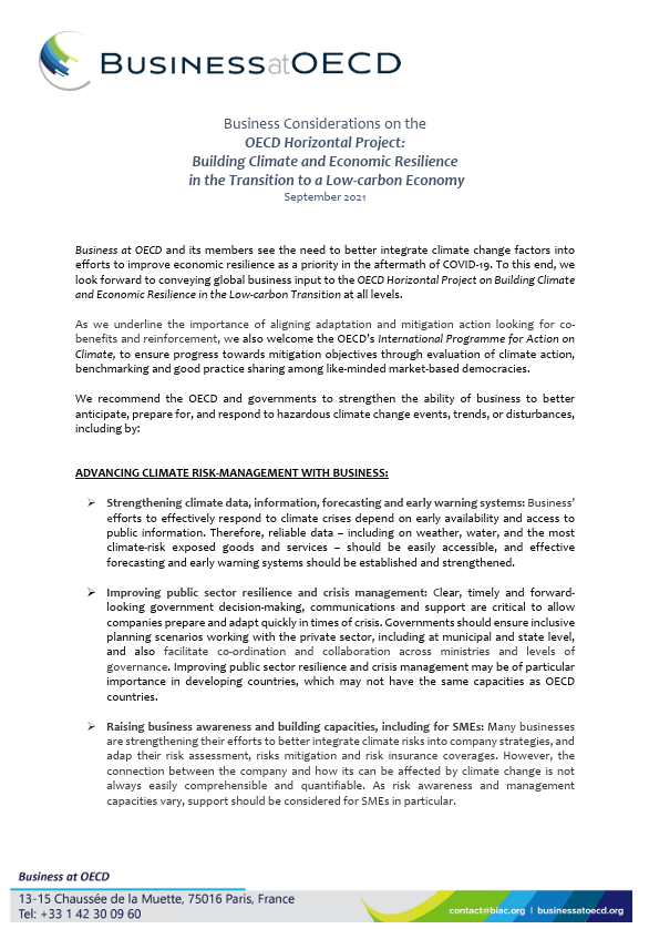 building climate and economic resilience 2021