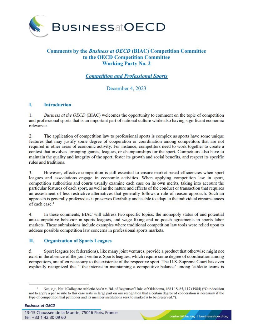 competition and professionnal sports