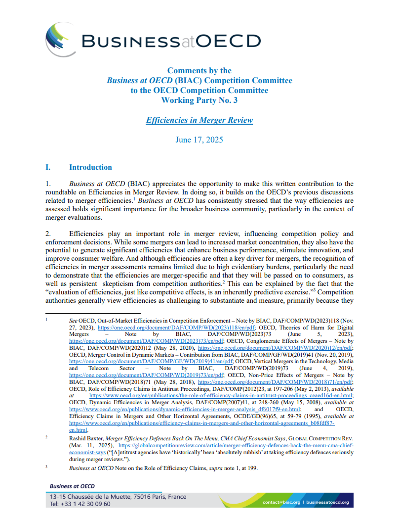 efficiencies in merger review