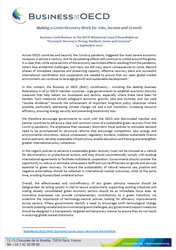 making a green recovery work for jobs 2020