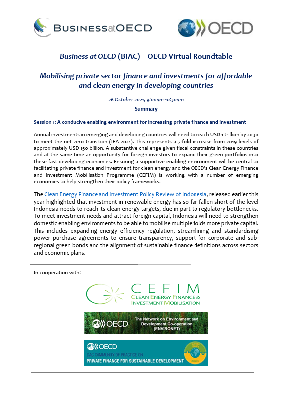 mobilising private sector finance and investments