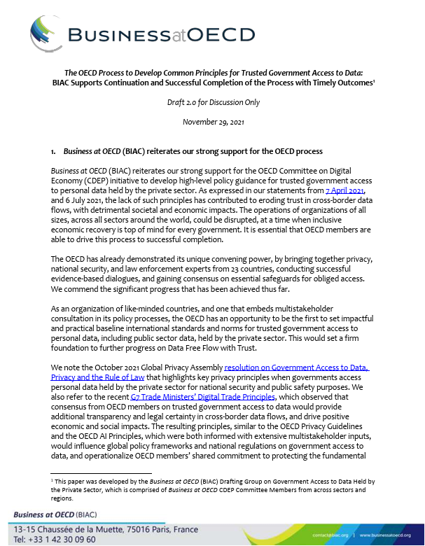 OECD process to develop common principles