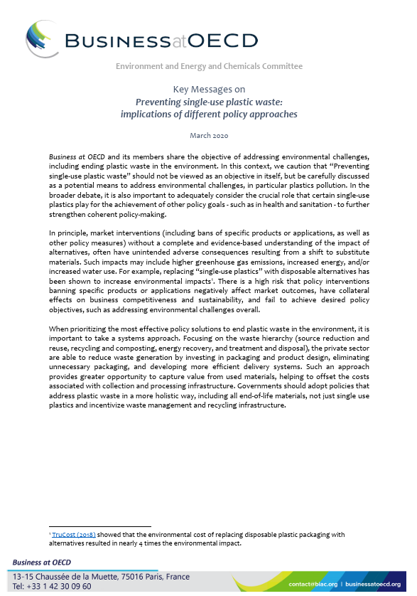 preventing single use plastiv