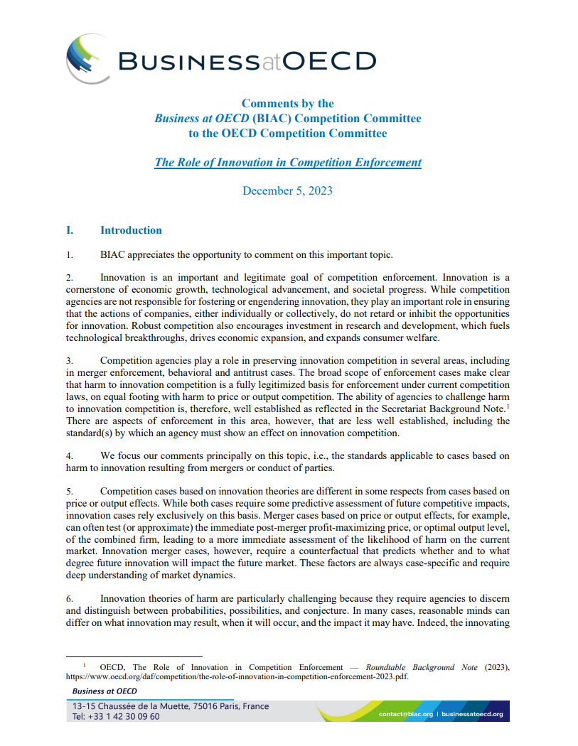 the role of innovation in competition enforcement