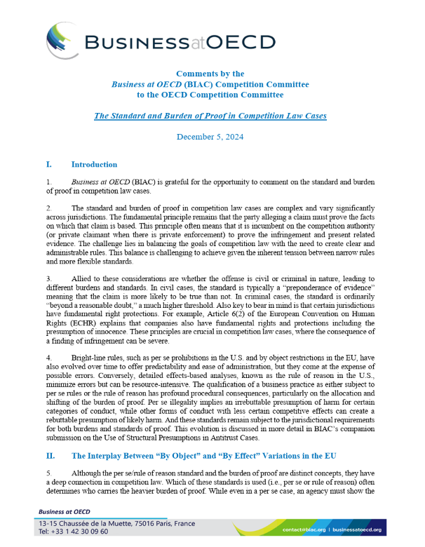 the standard and burden of proof in competition law cases