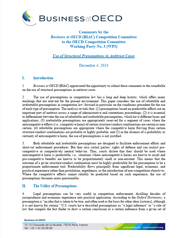 use of structural presumptions in antitrust cases