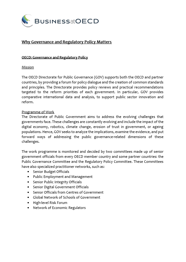 why governance and regulatory policy matters